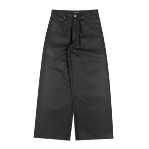 Discontd US. Black Waxed Baggy Denim
