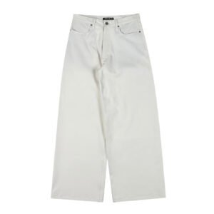 Discontd White Waxed Baggy Denim